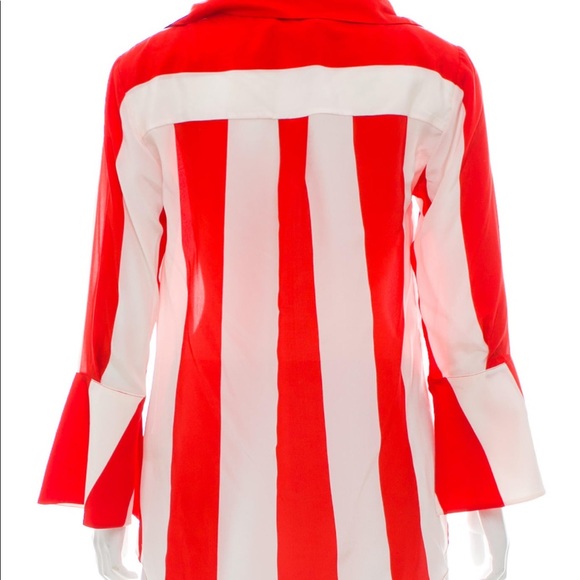 Alice & Olivia silk red and white striped top - Picture 3 of 9